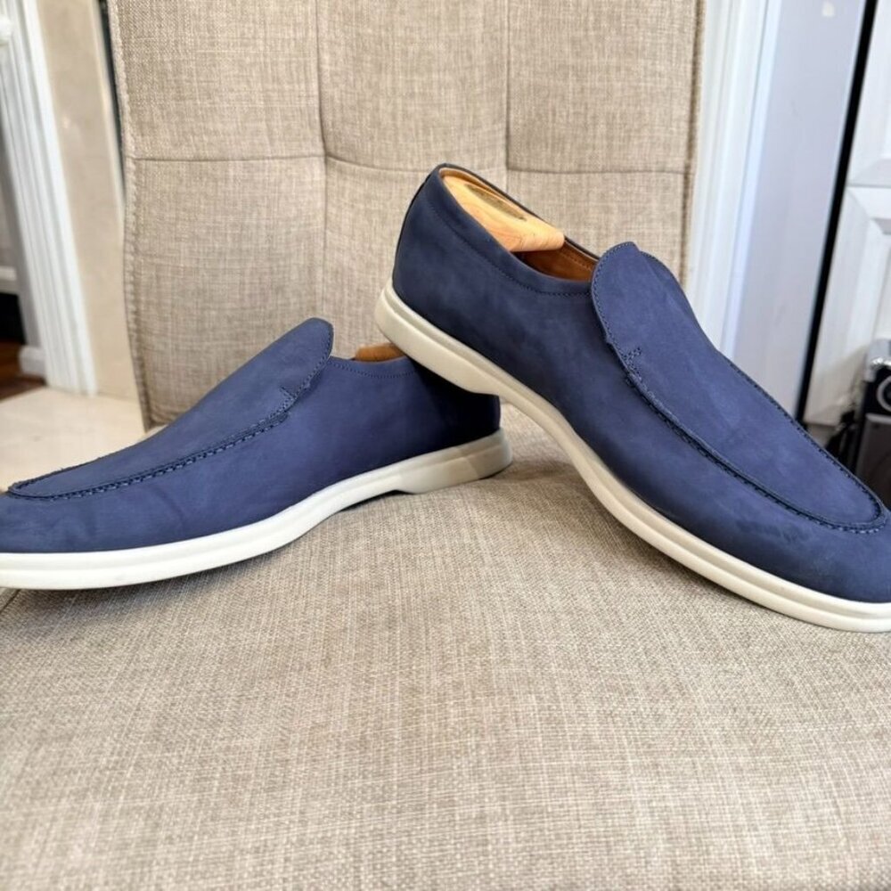 Brooks Brothers Voyager 1 Nubuck Slip-On Loafers – Navy Blue (11.5)